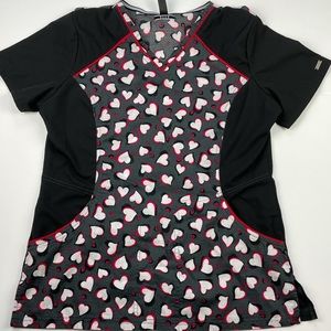 Elle Hearts Scrub Top Size Small